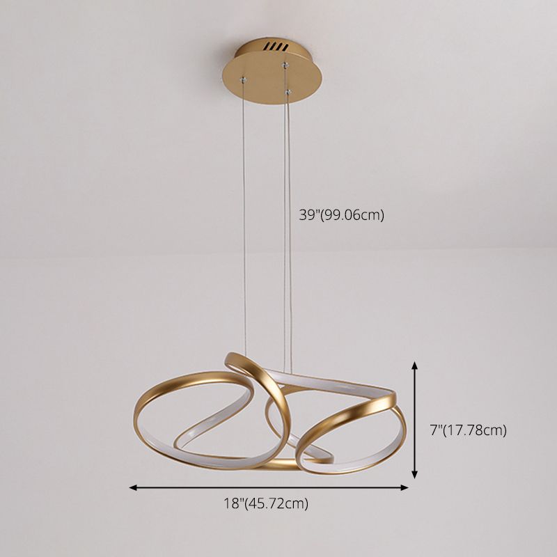 Twisted Chandelier Light Fixture Minimalist Style Metal LED Chandelier Pendant Light
