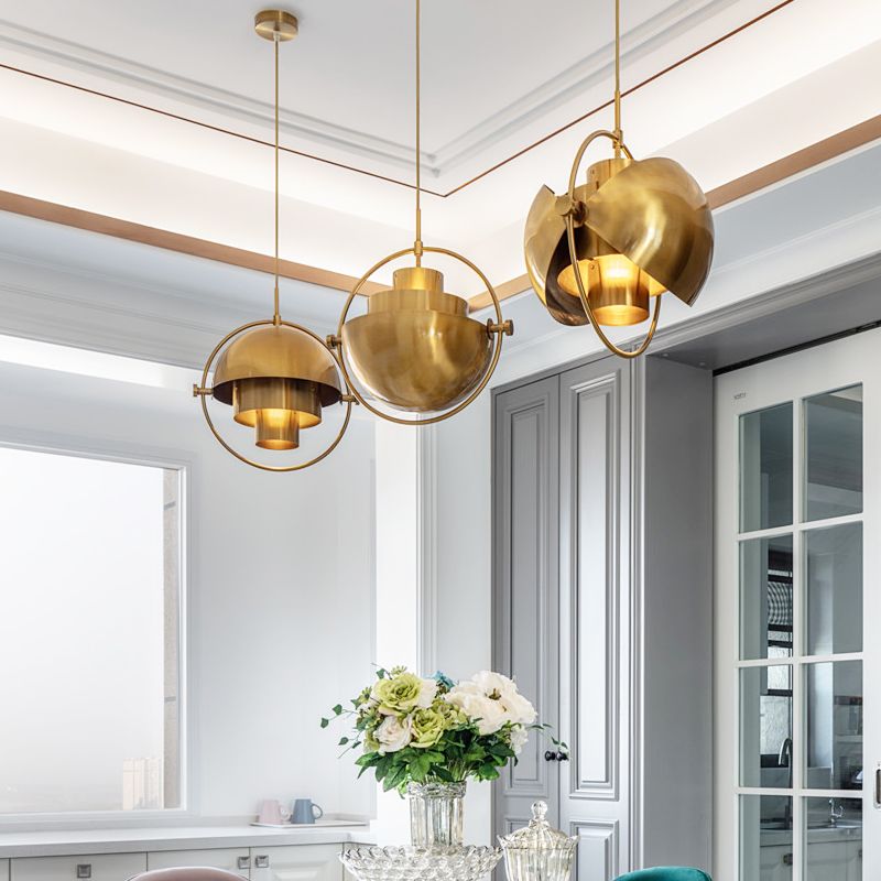 Rollover Quart-Sphere Pendant Lighting Postmodern Metal Single Restaurant Hanging Light