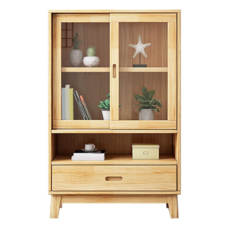 Natural Scandinavian Standard Bookcase Pine Wood Bookcase with Door