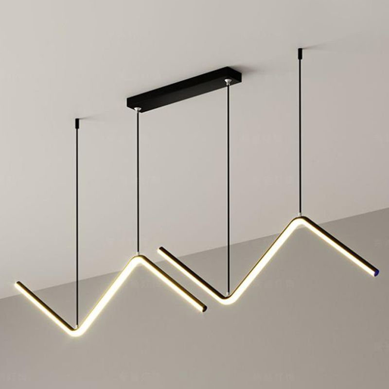 Contemporary Island Light Linear Metal 2 Light Island Lights en negro