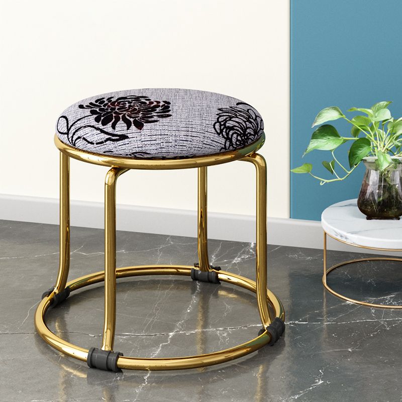 Scratch Resistant Round Standard Solid Color Cotton Ottoman for Living Room