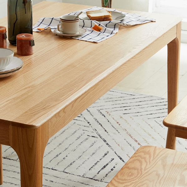 Mesa de comedor marrón de estilo moderno, mesa de comedor rectangular de madera maciza de 4 patas para el hogar