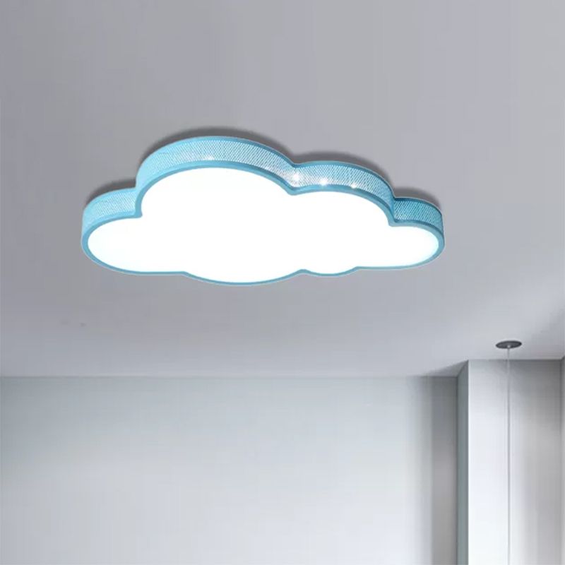 Macaron Perforated Cloud Ceiling Lamp Metal and Acrylic Undertint LED Flush Mount Light for Hallway