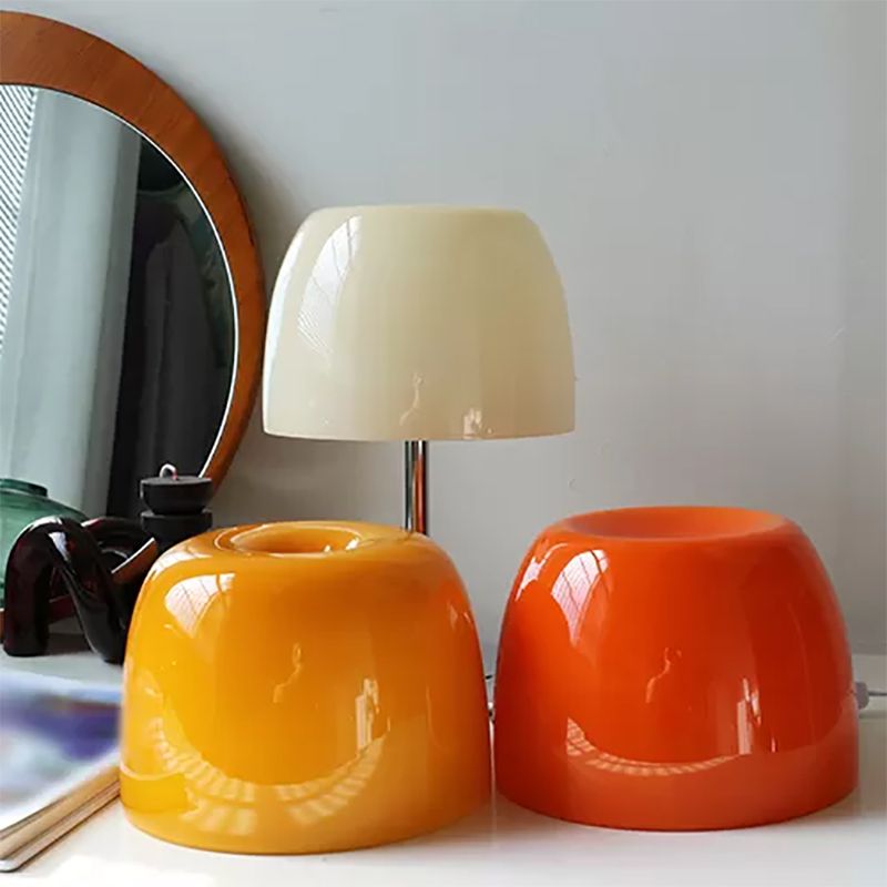 Lampade da tavolo da tamburo di tamburo in vetro contemporaneo 1 lampada da comodino leggero per camera da letto
