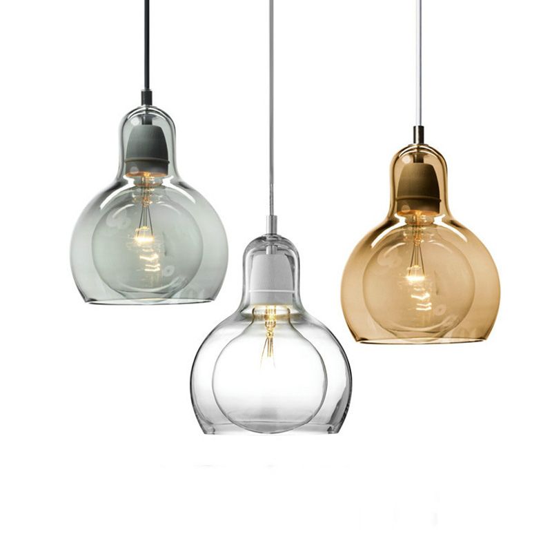Modern Creative Geometric Pendant Light Wrought Iron Indoor Hanging Lamp with Glass Shade