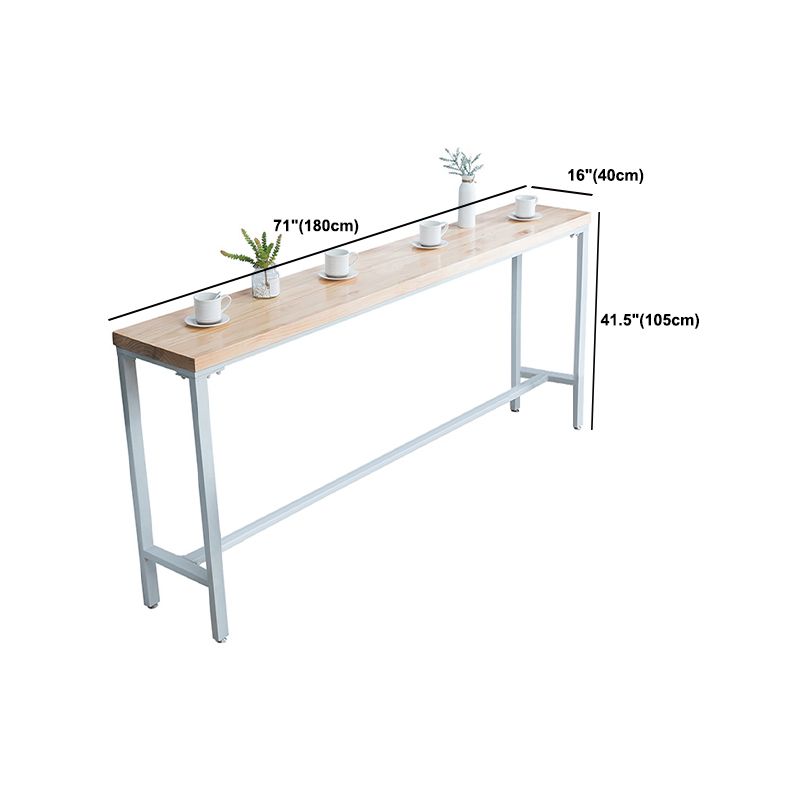 Indoor Wood Counter Wine Table Rectangle Natural and White Bar Height Pub Table