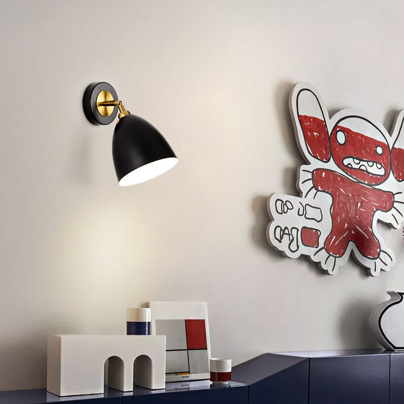 Nordic Style Iron Wall Light Cone Shape Adjustable Wall Lamp for Living Room