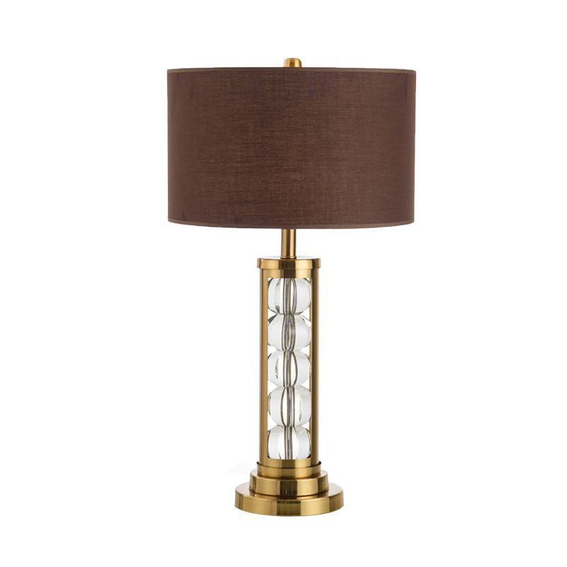 1 Kopfstudienaufgabenbeleuchtung moderner Gold kleiner Schreibtischlampe mit Zylinderstoffschatten