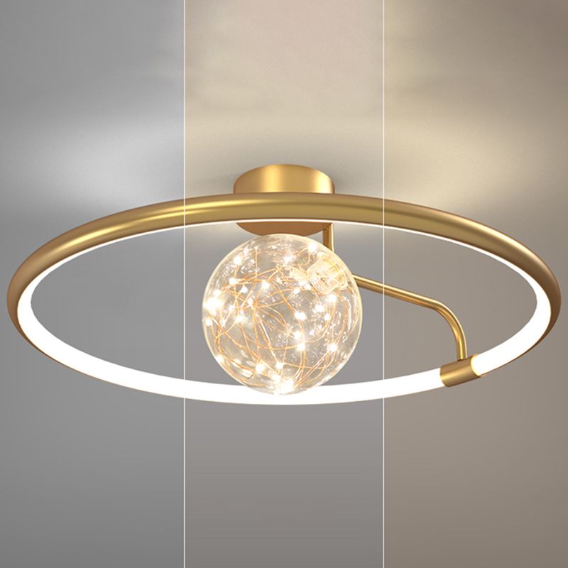 Circle Ring Semi Flush Mount Light Fixture Modern Simplicity Ceiling Mount Light Fixture for Bedroom