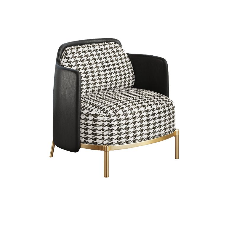Leather Lounge Chair Square Arms Solid Color Side Chair with Golden Legs