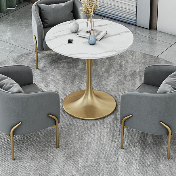 Mesa de comedor redonda contemporánea Mesa de comedor de piedra sinterizada con base de tulipán