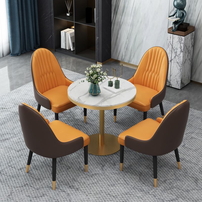 1/2/4/5 Pcs Metal Scandinavian Dining Room Set with Round Table Dinette Set