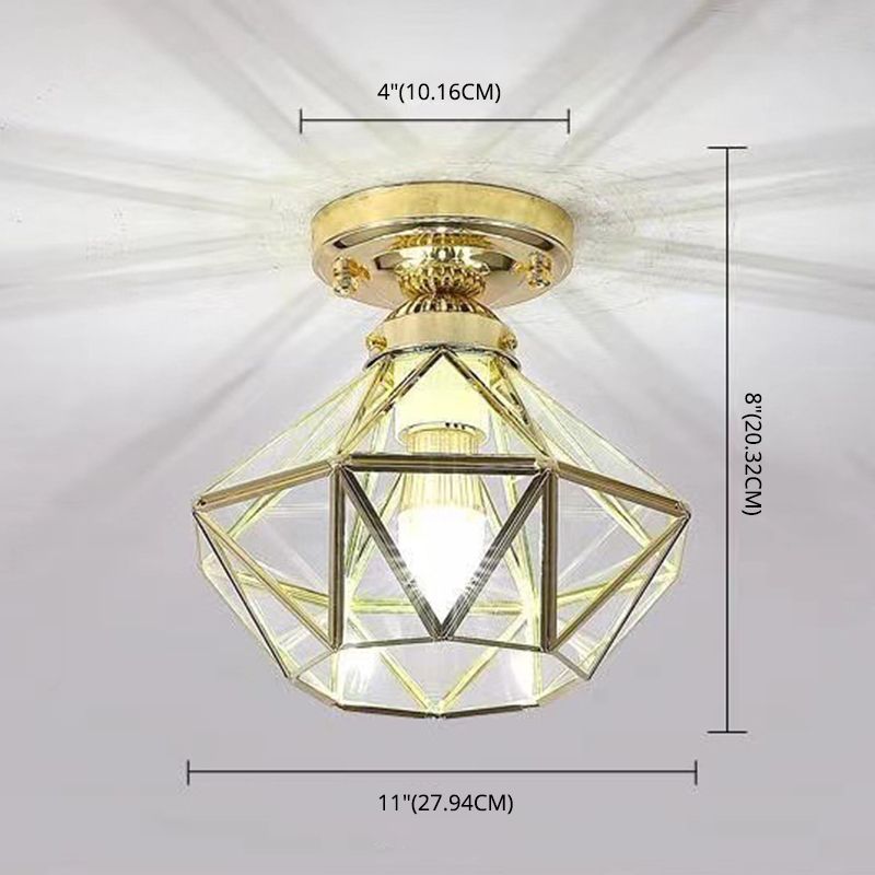 Faceted Ceiling Mount Light Fixture Traditional Gold Glass Ceiling Flush Mount Light
