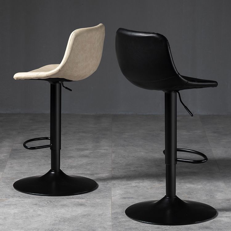 Scandinavian Metal Barstool Faux Leather Low Back Counter Stool