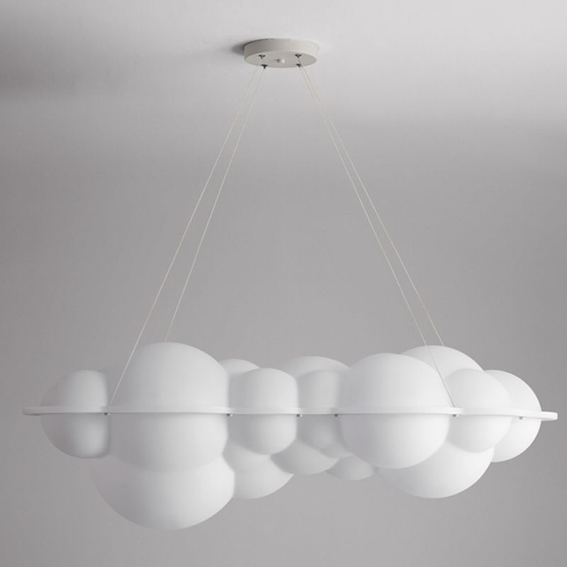 Contemporary Hanging Light Cloud Island Light Fixture in White for Dining Room