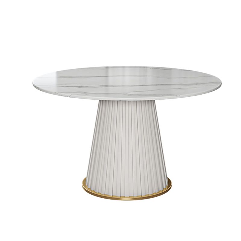 Sintered Stone Dining Table Set 1/3/5/7 Pieces Round Dining Table Faux Leather Chairs