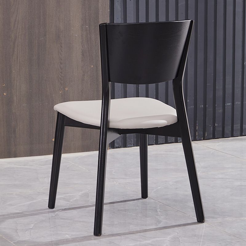 Wood Kitchen Dining Side Chair Open Back Dining Side Chair in Black Frame