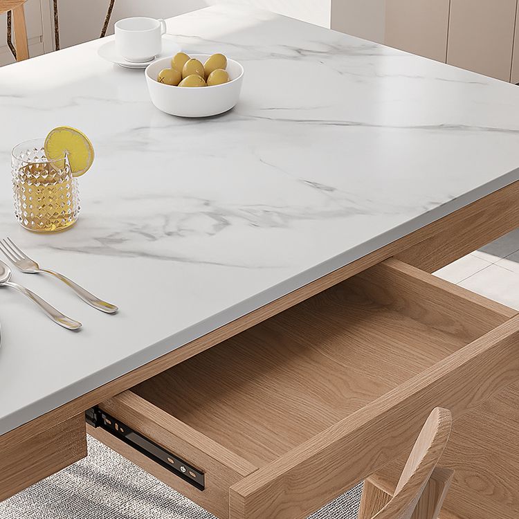 Stone Top Dining Table Set with Wooden Chairs 1/2/5 Pieces Dinette Set for Home