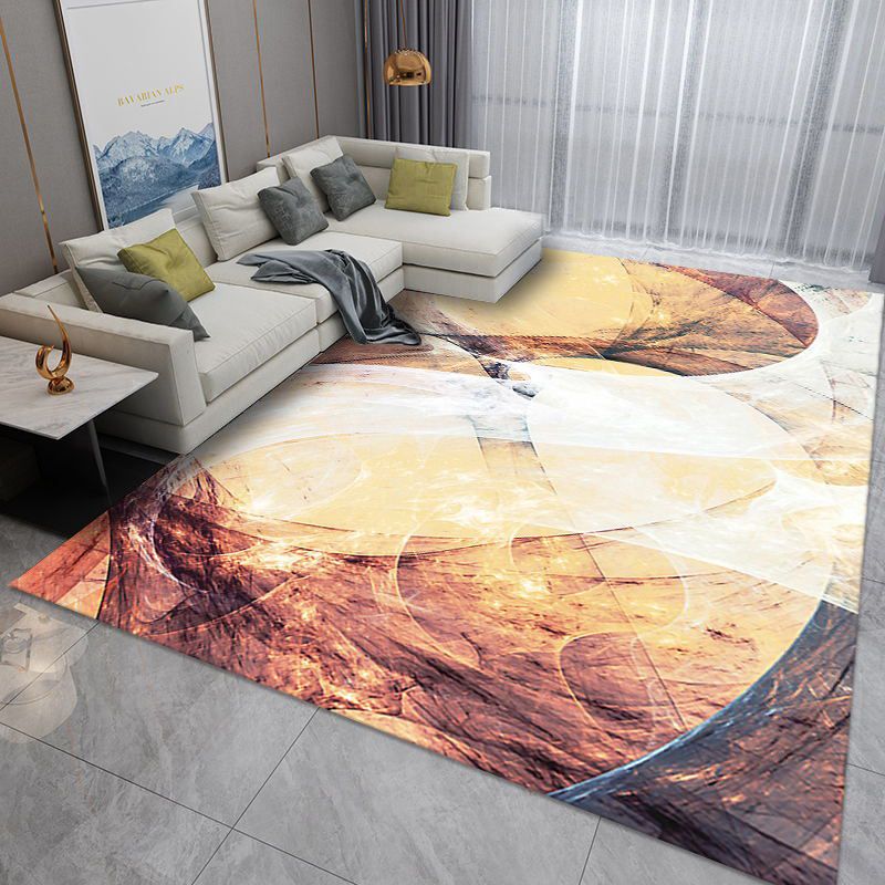 Black Nordic Rug Polyester Abstract Rug Non-Slip Backing Rug for Home Decor