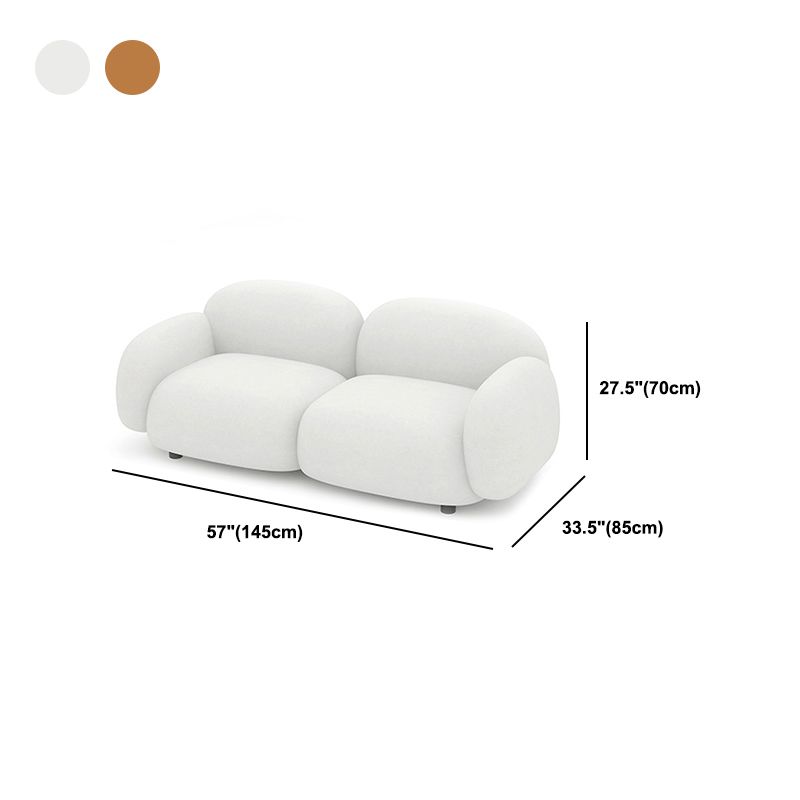 27.5" H Modern Faux Leather/wool Square Arm Sofa For Living Room