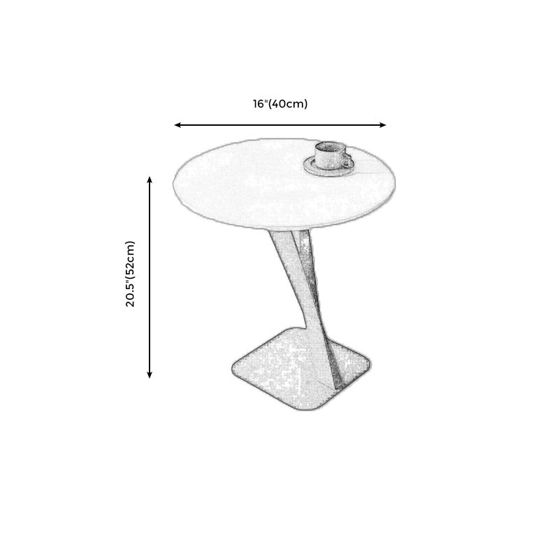 Pedestal Base Design Black Metal White/white Gold/black SLATE Top Round Side Table