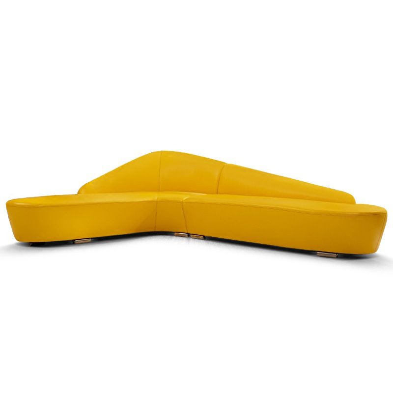 Contemporary Sloped Arm Seating Leather Sofa for Living Room