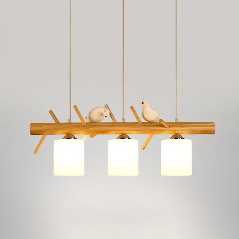 Contemporary Geometric Island Light Wood 3 Light Island Lighting Ideas in Brown