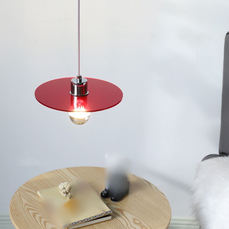 Circle Shape Hanging Lighting Modern Style Metal 1 Light Hanging Lamp for Bedside