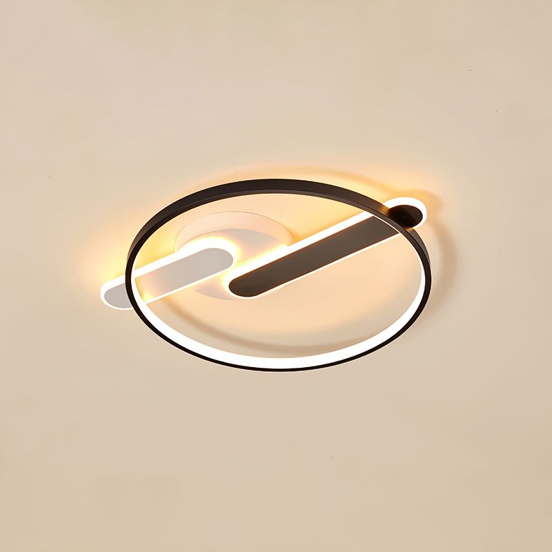 Minimalist Circle Ceiling Flush Mount Acrylic Corridor LED Flush Light Fixture in Black and White