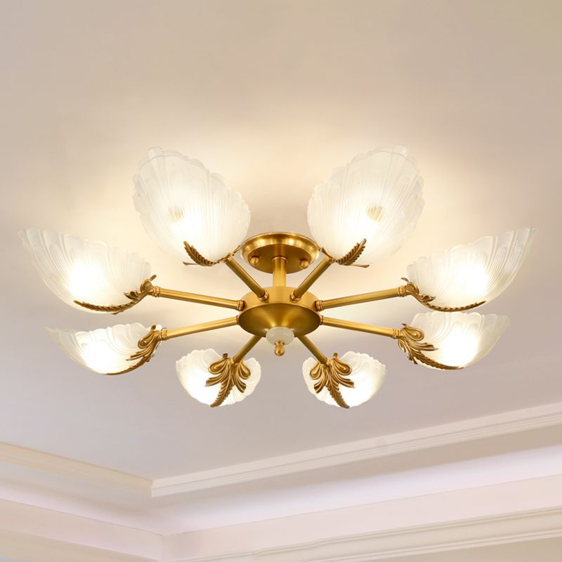 Lampada da soffitto in vetro con montaggio a semi-incasso Lampada da soffitto in ottone stile moderno