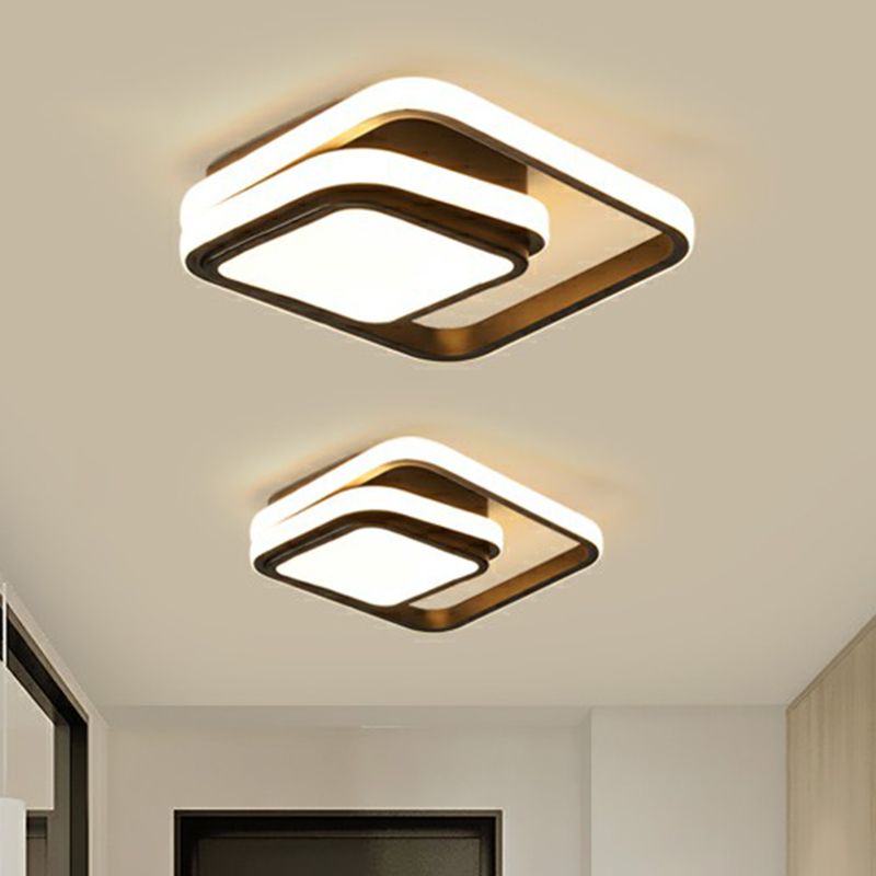 Quadratische Foyer-Deckenleuchte, minimalistische LED-Einbauleuchte aus Acryl in Schwarz