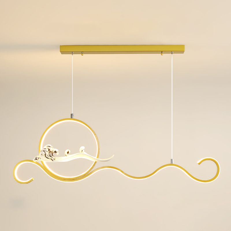 Modern Style Linear Shape Island Lights Metal 2-Light Pendant Lights