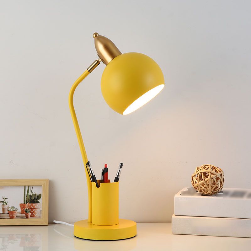 Bowl 1 Light Table Lamp Contemporary Metal Night Table Lamps for Study Room