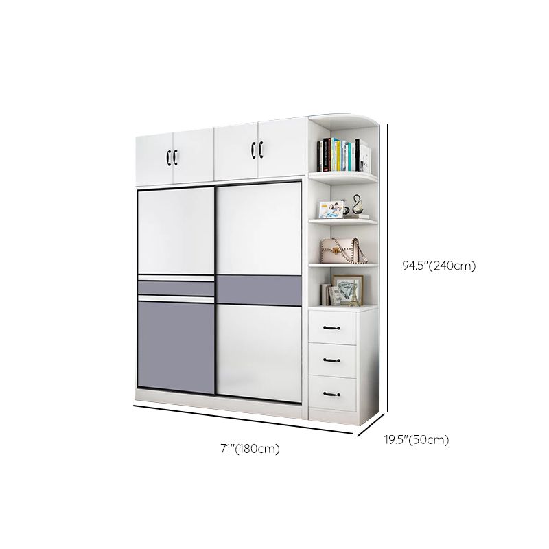 Freestanding Wood Frame Wardrobe Armoire Sliding Soft Close Doors Wardrobe