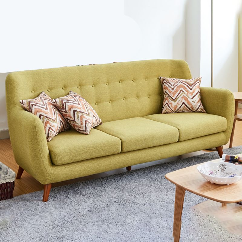 Contemporary Tight Back Fabric Settee Square Arm Standard Sofa