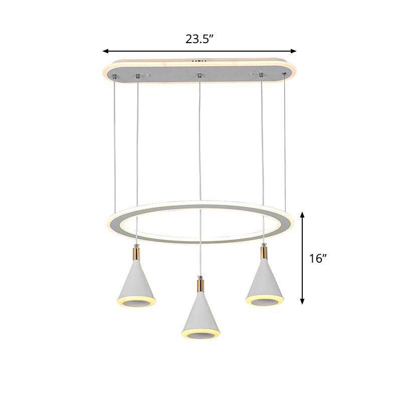 Pendentif multi-léger à cône blanc LED