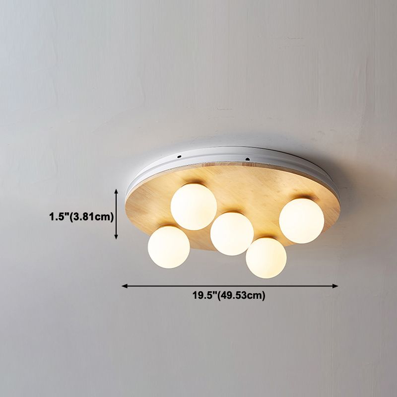 Contemporary Geometric Flush Light Fixture Wood Flush Mount Ceiling Fixture in Brown