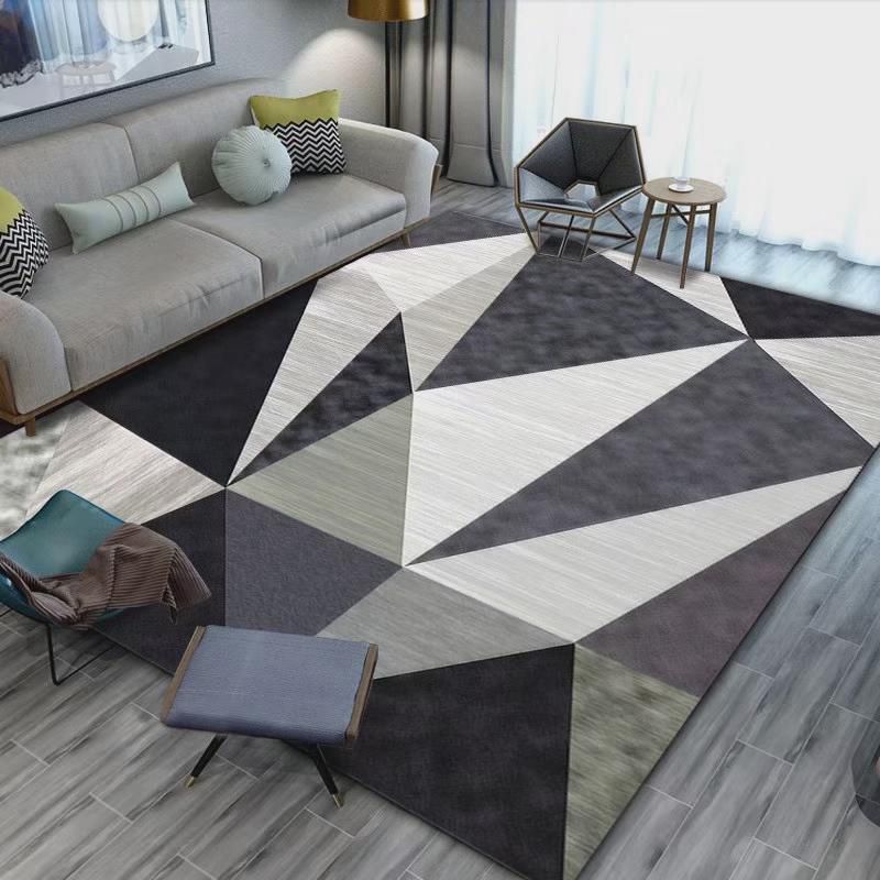 Minimalist Geometric Printed Carpet Non-Slip Backing Area Rug Polyster Rug for Living Room