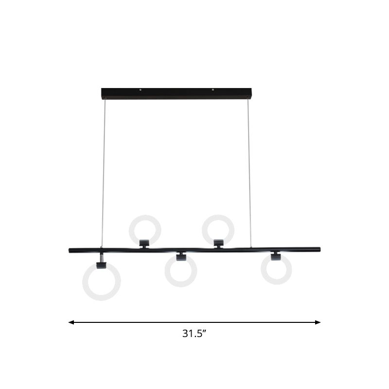 Luz de lámpara metálica lineal Luce Nordic LED Black Lighting con anillos con luz cálida/blanca, 31.5 "/39"/47 "W