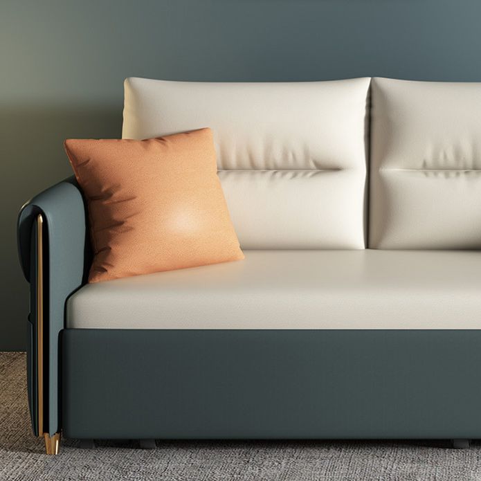 31.5" H Contemporary Faux Leather Square Arm Sofa Bed for Apartment