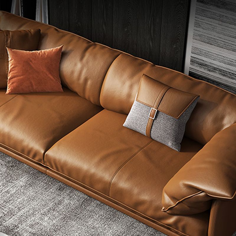 Scandinavian Orange Pillow Top Arm Sofa/Sectionals with Cushions Metal Legs