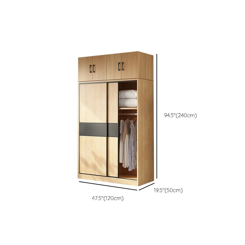 Modern Pine Solid Wood Wardrobe Freestanding Wardrobe with Soft Close Doors