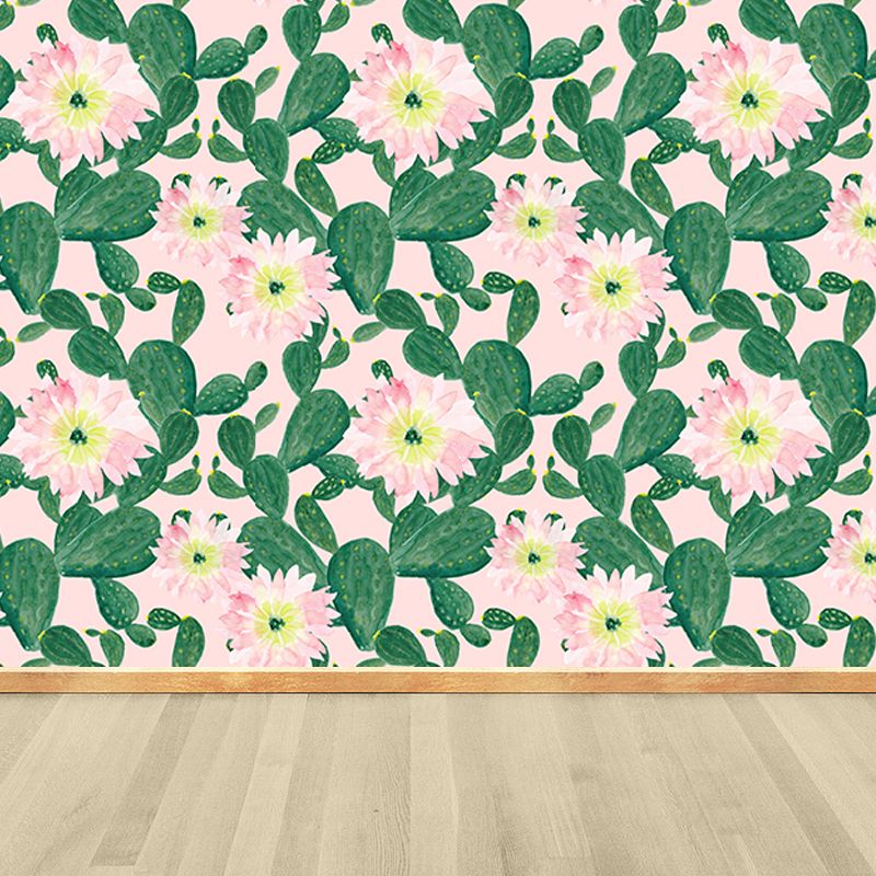 Whole Cactus Mural Wallpaper Moisture Resistant Tropical Living Room Wall Covering