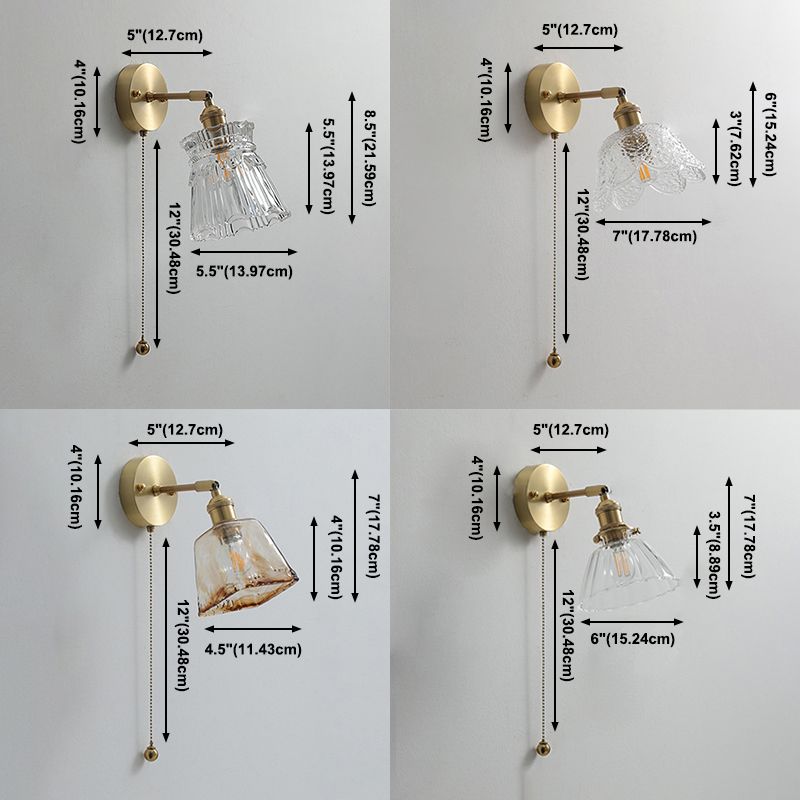 Modern Style Design Sconce Light Fixtures 1-Light Brass Wall Mounted Lamp with Grass Shade