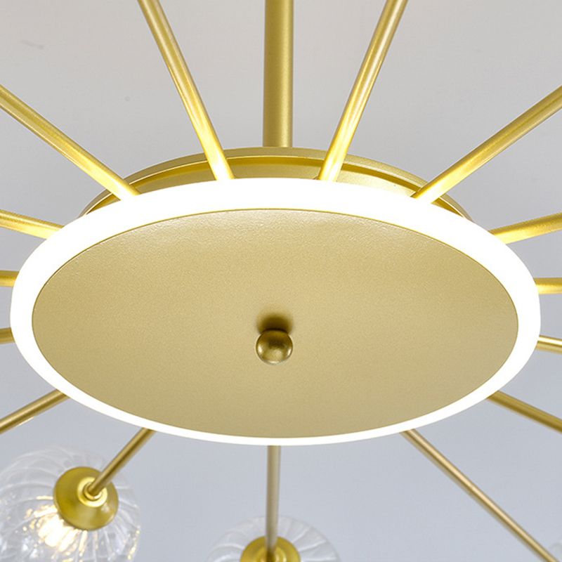 Glass Spherical Shape Chandelier Light Modern Style Multi Light Hanging Lamp for Bedroom