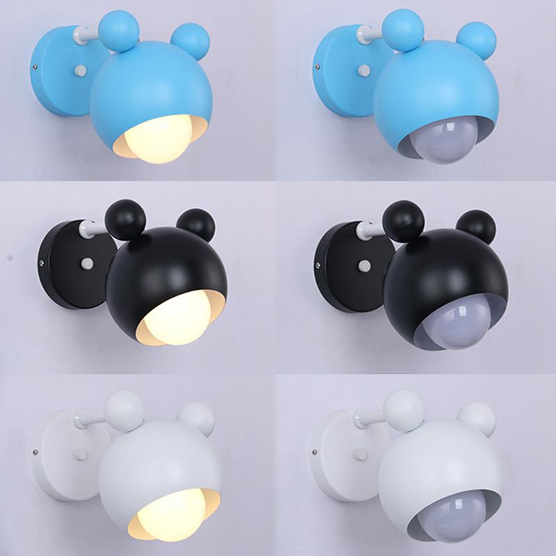 1 Light Metal Wall Mounted Light Fixture Modern Cartoon Bedroom Flush Mount Wall Sconce
