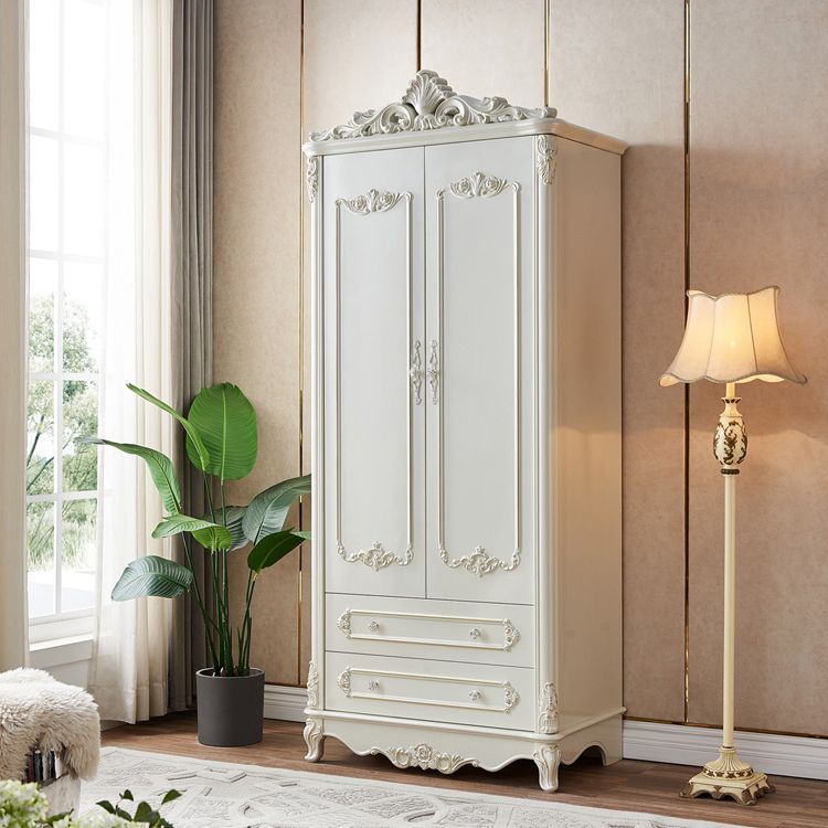 French Country Wardrobe Solid Wood Wardrobe Closet with Cloth Rod