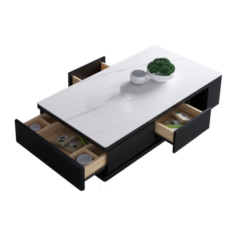15"H Contemporary Cocktail Table Storage Rectangle Coffee Table