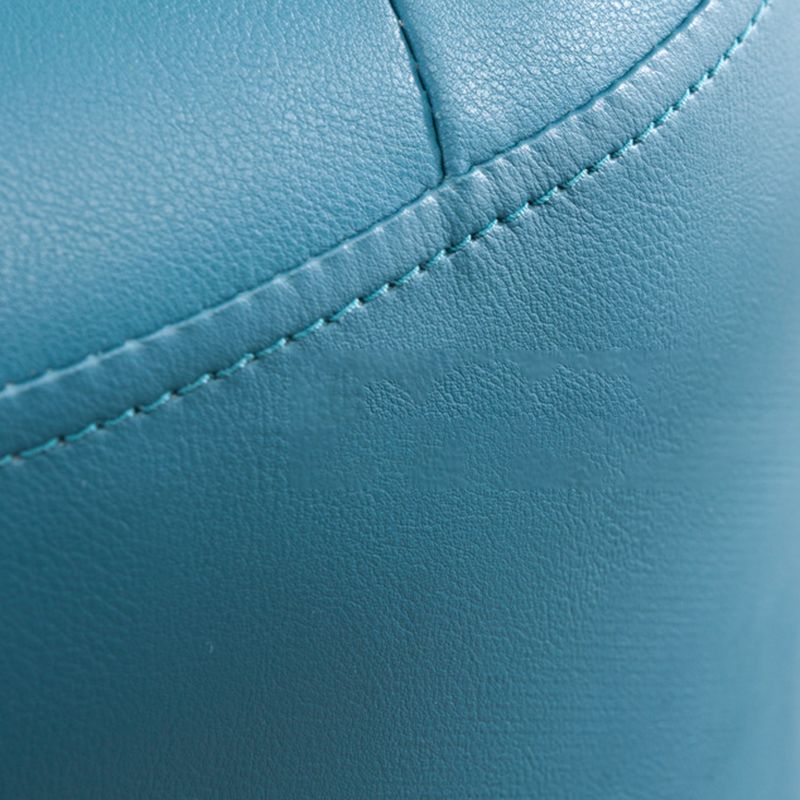 Modern Tufted Ottoman Water Resistant Genuine Leather Round Foot Stool Ottoman