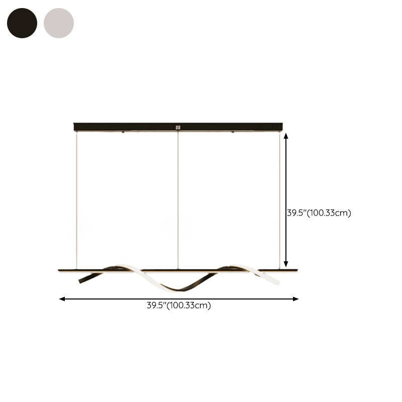 Simple Island Lamp Modern LED Island Hanging Lamp with Silica Gel Shade for Dining Room